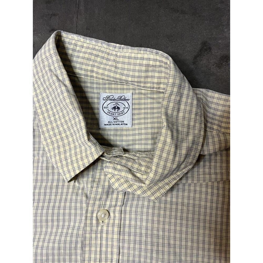 Brooks Brothers Sport Shirt Men's XL Yellow Plaid Button Up Long Sleeve - Picture 2 of 4